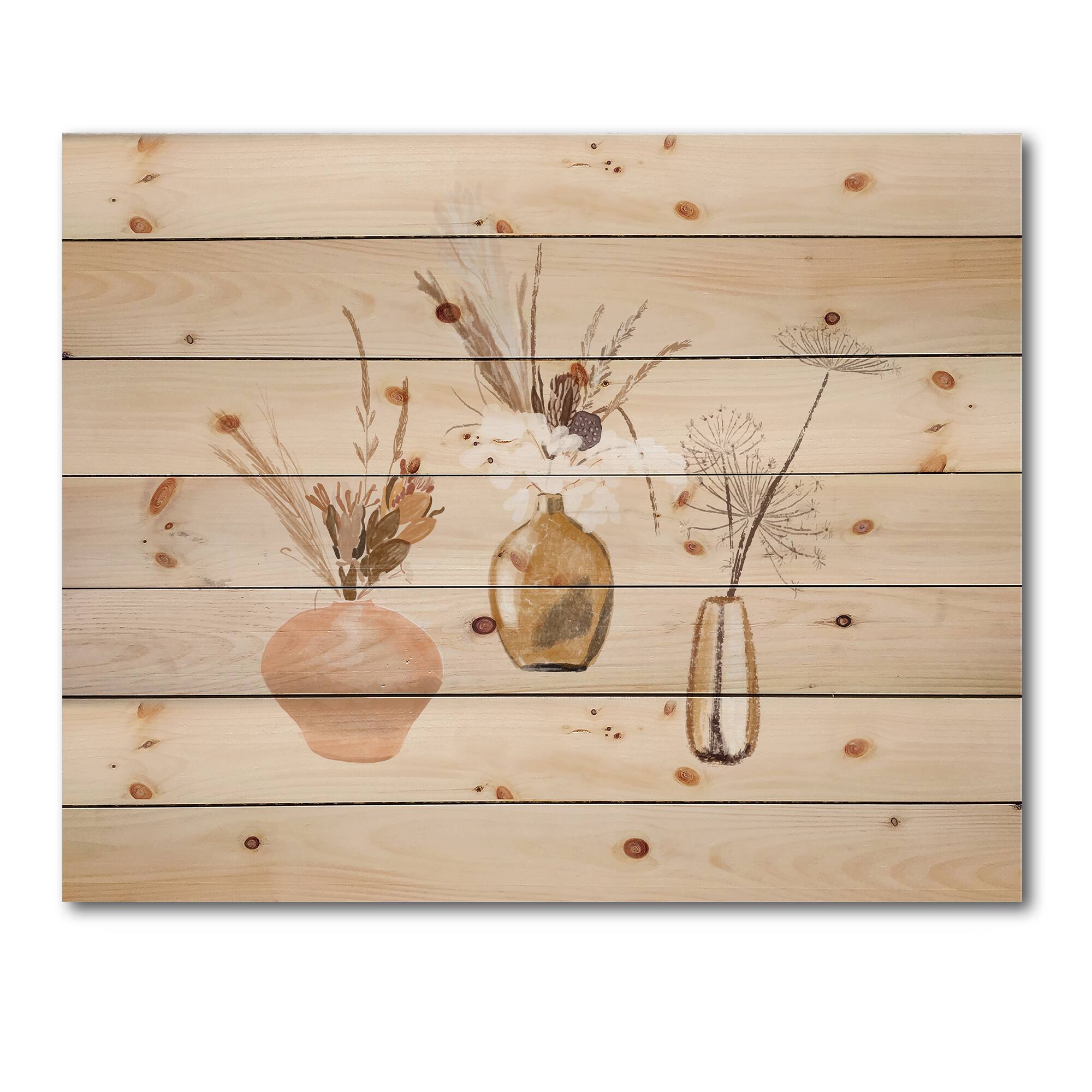 Designart - Bouquets Of Wildflowers In Gold Vases I